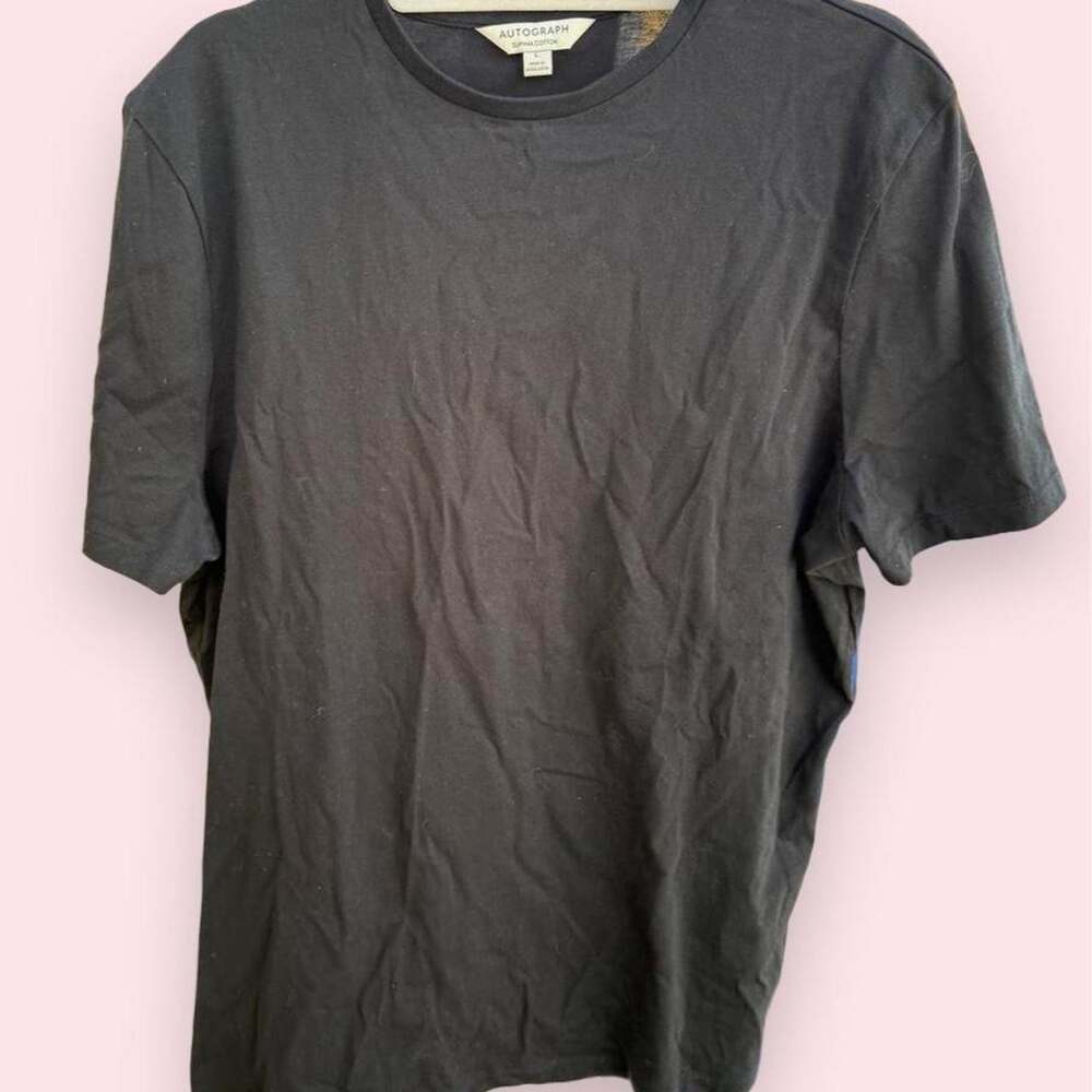 Marks & Spencer Autograph Men's Black Supima Cotton Crewneck T-Shirt